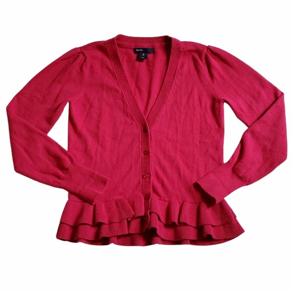 Girls' Gap Kids Ruffle Button-Down Sweater M(8) - Picture 1 of 8